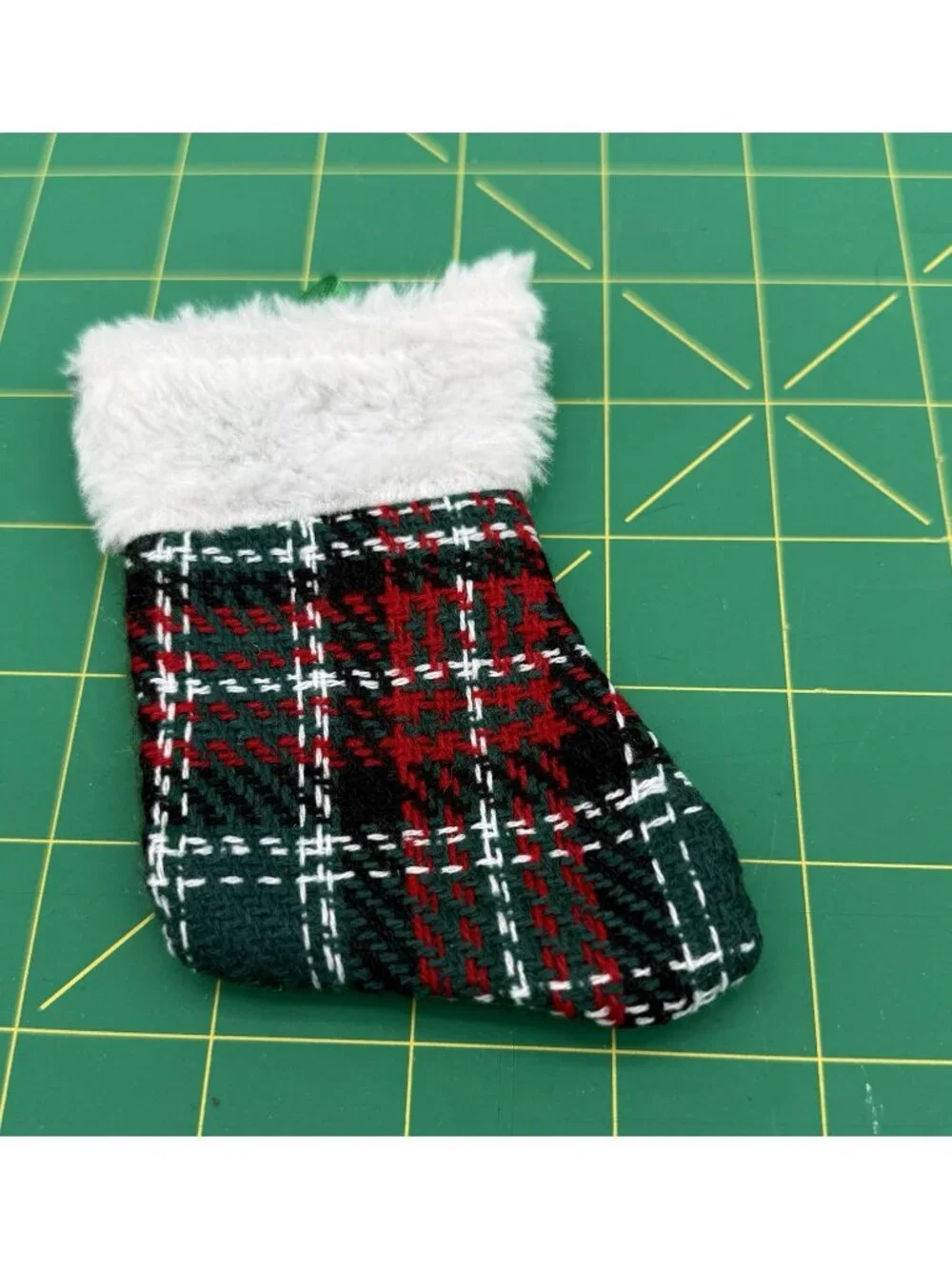 Mini Plaid Christmas Stocking Ornament 5”